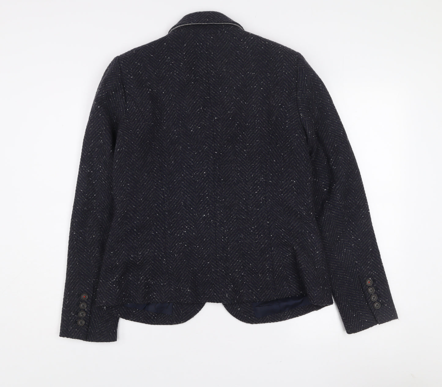 Kew 159 Women's Blue Wool Blend Tweed Blazer UK 12 Classic Single-Breasted Jacket