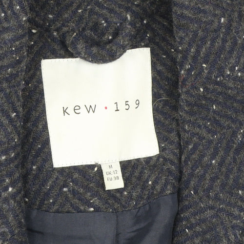 Kew 159 Women's Blue Wool Blend Tweed Blazer UK 12 Classic Single-Breasted Jacket