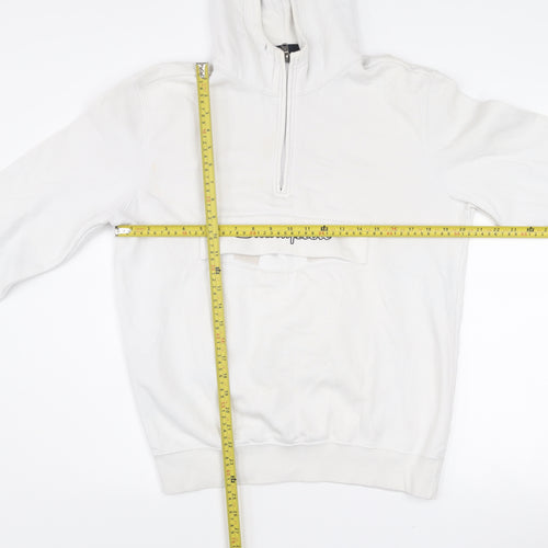 Champion Women's White 1/4 Zip Hoodie Medium Logo Detail