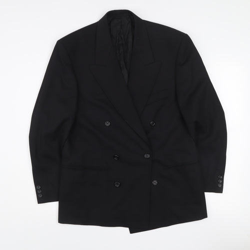 Burton Menswear Black Double-Breasted Suit Jacket 38in Short