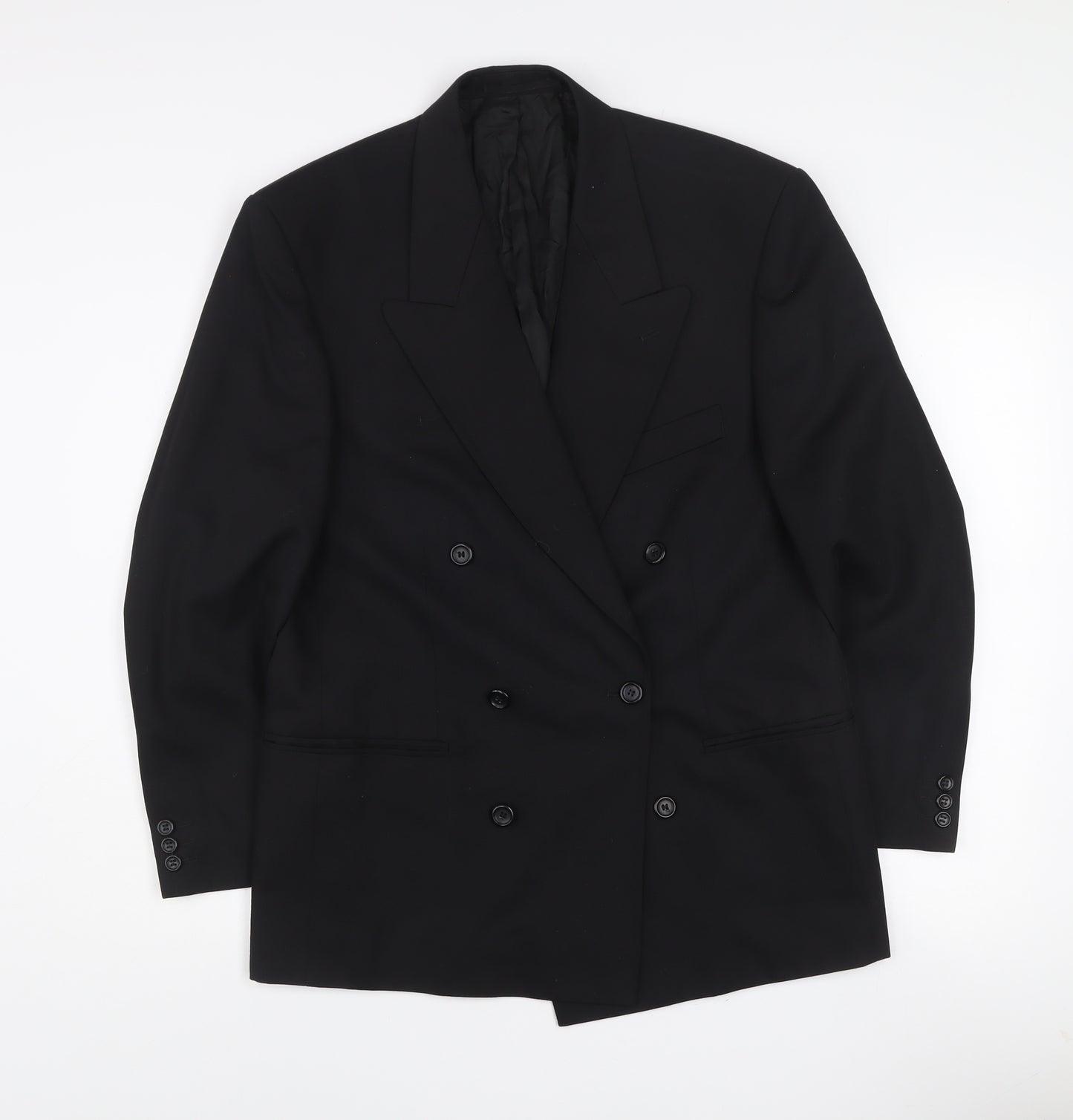 Burton Menswear Black Double-Breasted Suit Jacket 38in Short