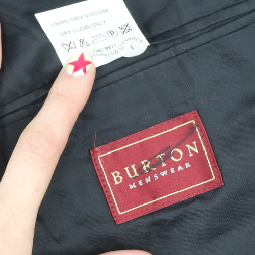 Burton Menswear Black Double-Breasted Suit Jacket 38in Short