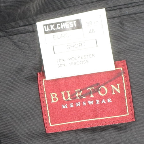 Burton Menswear Black Double-Breasted Suit Jacket 38in Short