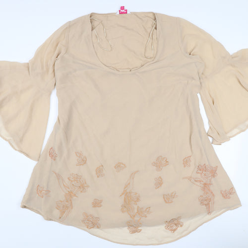Simply Be Women’s Beige Embroidered Chiffon A-Line Dress Size 14