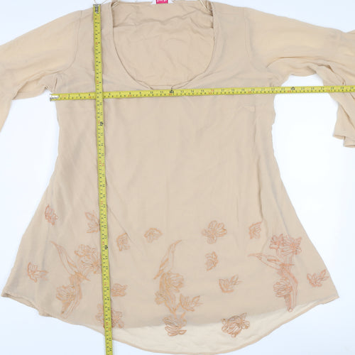 Simply Be Women’s Beige Embroidered Chiffon A-Line Dress Size 14