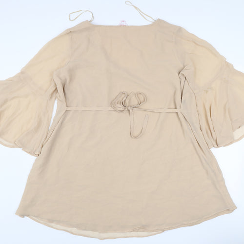 Simply Be Women’s Beige Embroidered Chiffon A-Line Dress Size 14