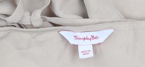 Simply Be Women’s Beige Embroidered Chiffon A-Line Dress Size 14