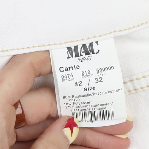 MAC Women’s White Straight Leg Jeans Size 14 Cotton Blend
