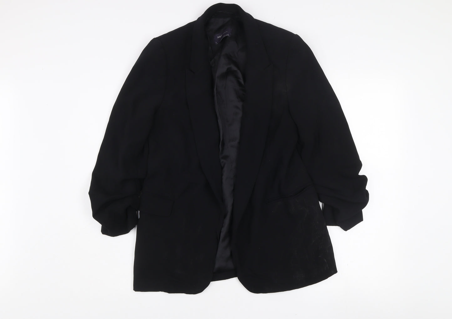 Marks and Spencer Womens Black Size 8 Regular Fit Single Breasted Blazer