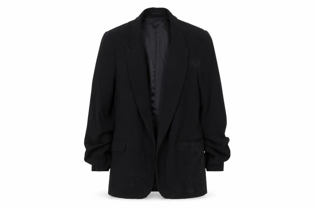 Front view of Marks & Spencer women’s black, size UK 8, regular fit single breasted blazer
