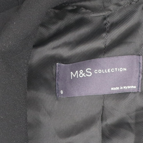 Marks and Spencer Womens Black Size 8 Regular Fit Single Breasted Blazer