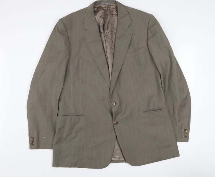 Chester Barrie Men’s Brown Pinstripe 46 Long Wool Single-Breasted Blazer