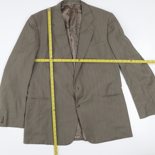 Chester Barrie Men’s Brown Pinstripe 46 Long Wool Single-Breasted Blazer