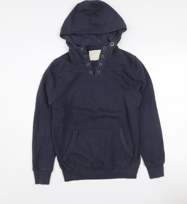 River Island Women Navy Blue XS Pullover Hoodie Cotton Blend