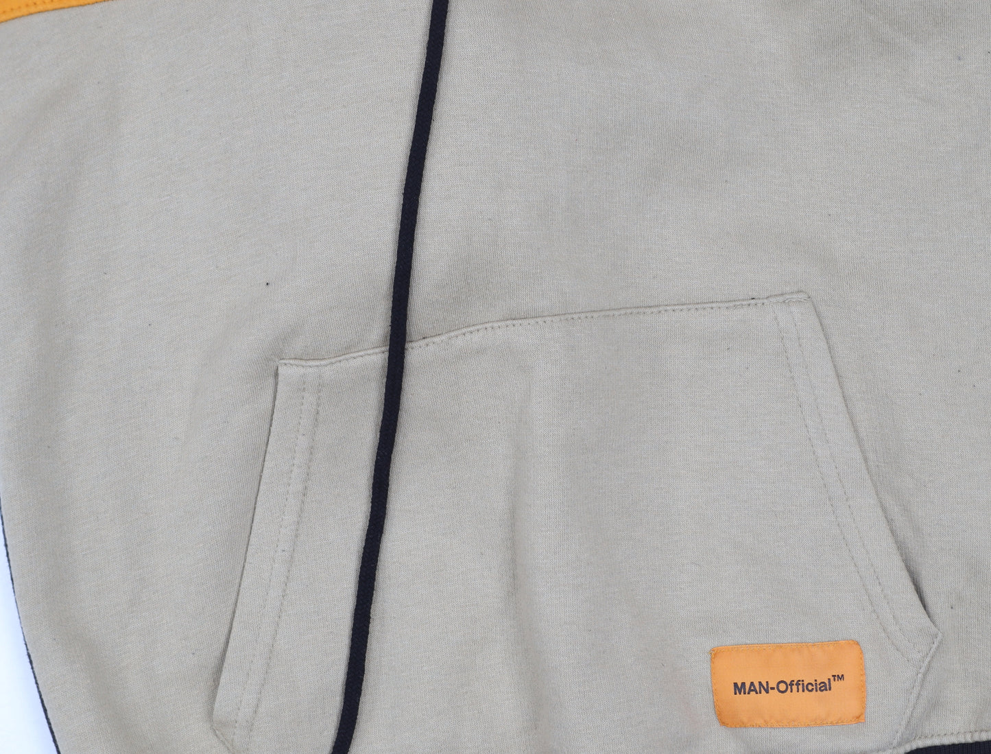 boohooMAN Men's Black Beige Orange Colour Block Hoodie M