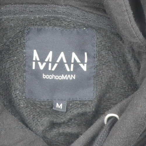 boohooMAN Men's Black Beige Orange Colour Block Hoodie M
