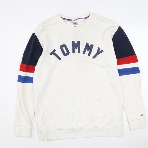 Tommy Jeans Men’s White Relaxed Fit Graphic Sweatshirt Size S