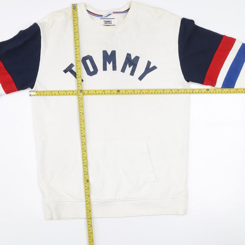 Tommy Jeans Men’s White Relaxed Fit Graphic Sweatshirt Size S