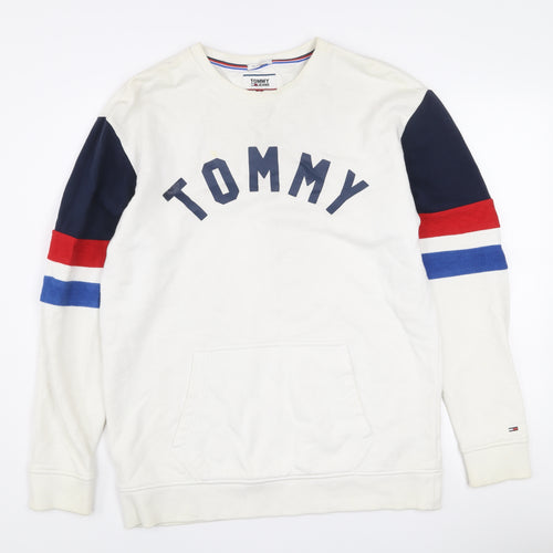 Tommy Jeans Men’s White Relaxed Fit Graphic Sweatshirt Size S
