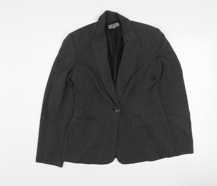 Marks and Spencer Women's Black Mix Size 12 Standard Fit Single-Breasted Blazer