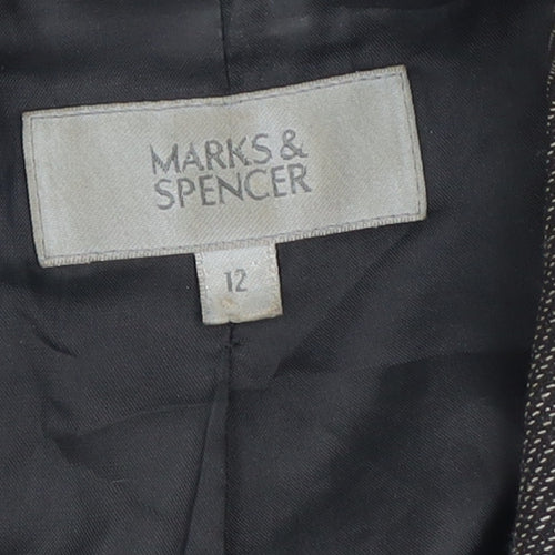 Marks and Spencer Women's Black Mix Size 12 Standard Fit Single-Breasted Blazer