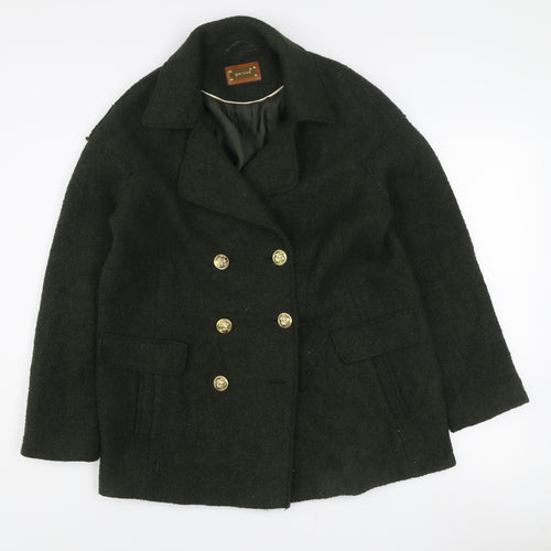 Marks and Spencer Women’s Green Wool Blend Double-Breasted Pea Coat Size 10