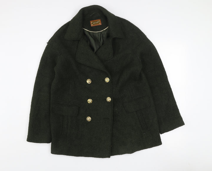 Marks and Spencer Women’s Green Wool Blend Double-Breasted Pea Coat Size 10