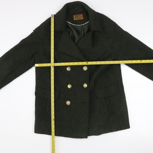 Marks and Spencer Women’s Green Wool Blend Double-Breasted Pea Coat Size 10