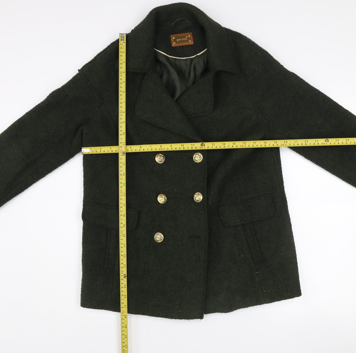 Marks and Spencer Women’s Green Wool Blend Double-Breasted Pea Coat Size 10