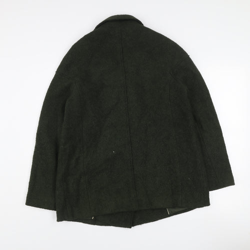 Marks and Spencer Women’s Green Wool Blend Double-Breasted Pea Coat Size 10