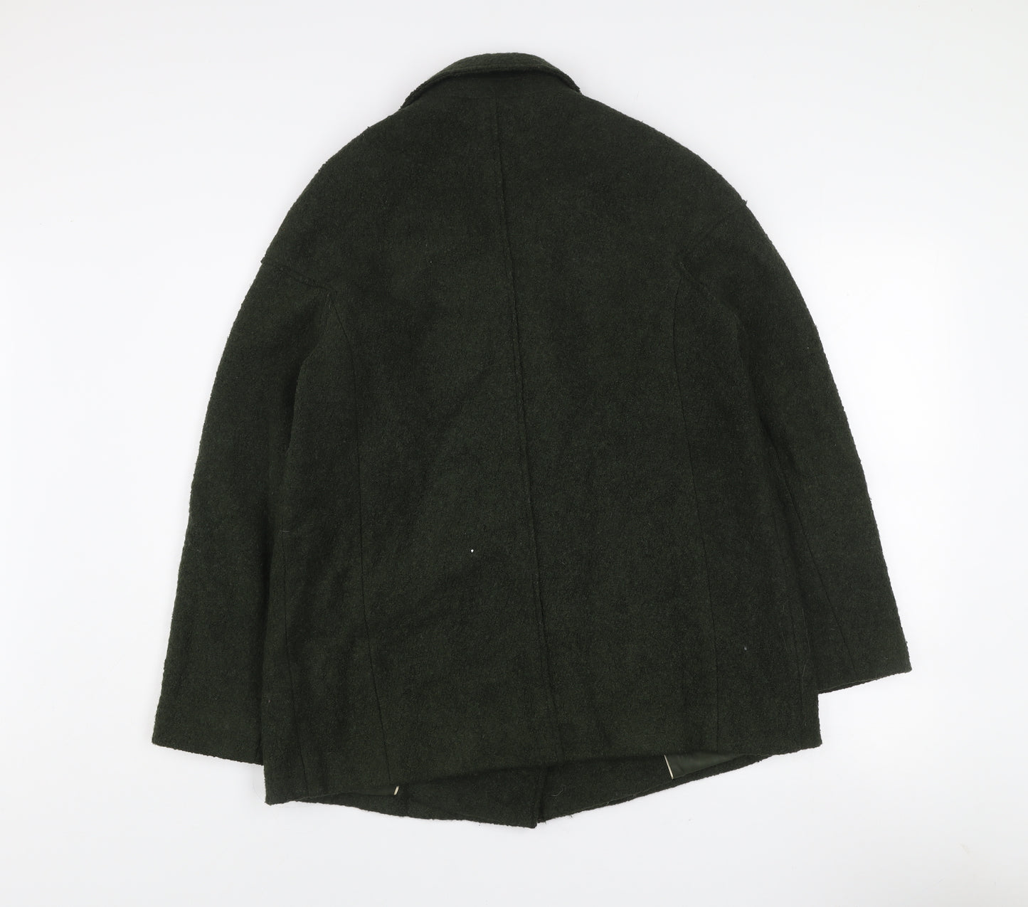 Marks and Spencer Women’s Green Wool Blend Double-Breasted Pea Coat Size 10
