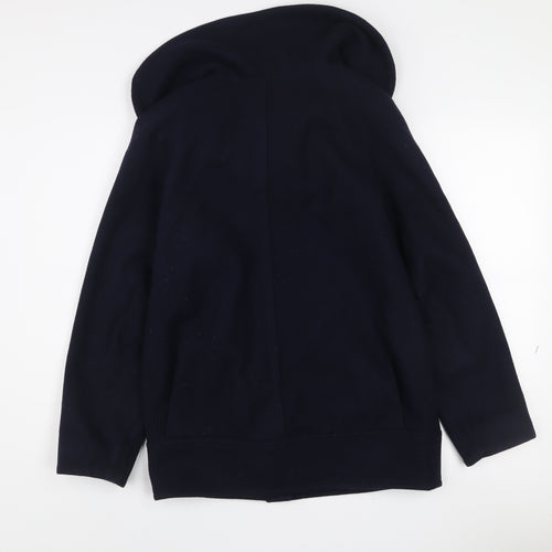 Warehouse Women’s Navy Blue Wool Blend Hooded Coat Size 8