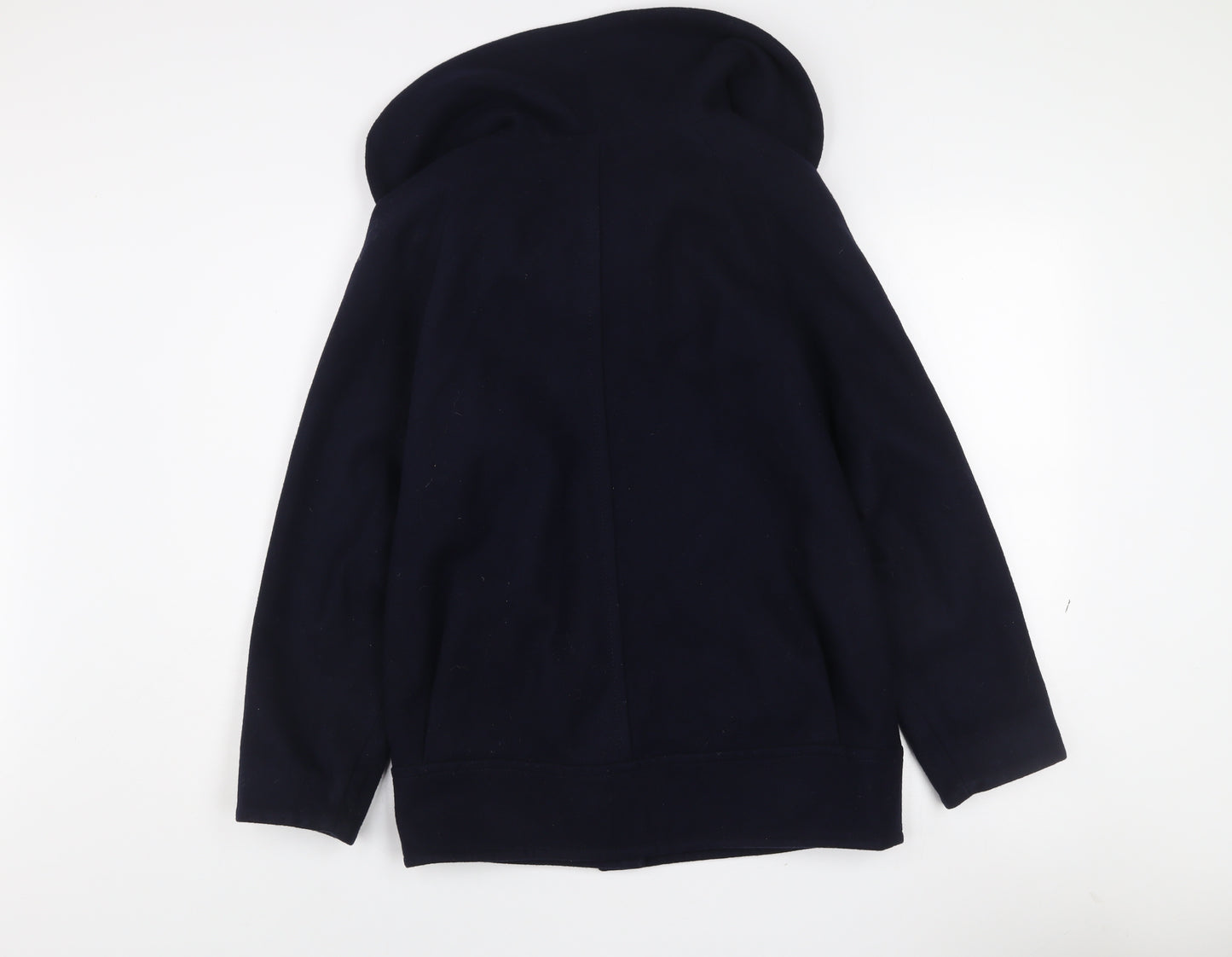 Warehouse Women’s Navy Blue Wool Blend Hooded Coat Size 8