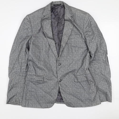 Zara Man Men's Grey Check Wool Blend Slim Fit Blazer Jacket 38R