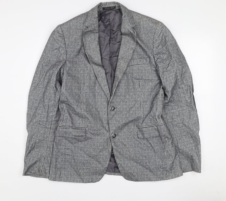 Zara Man Men's Grey Check Wool Blend Slim Fit Blazer Jacket 38R