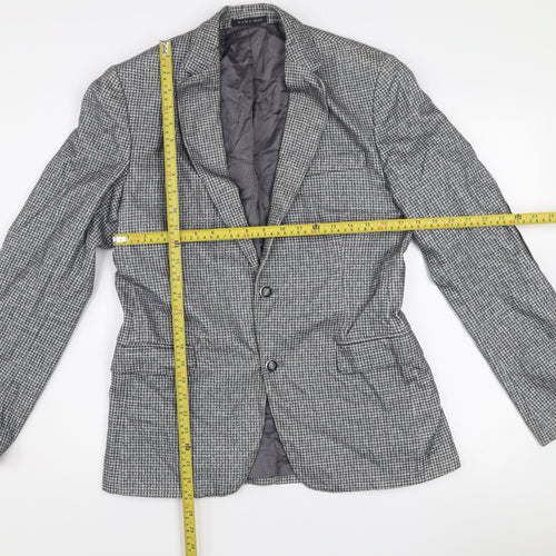 Zara Man Men's Grey Check Wool Blend Slim Fit Blazer Jacket 38R