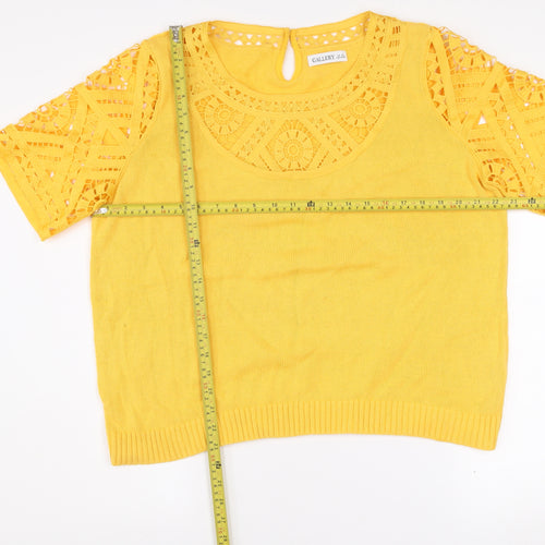Gallery Women’s Yellow Crochet Knit Cotton Blouse XL