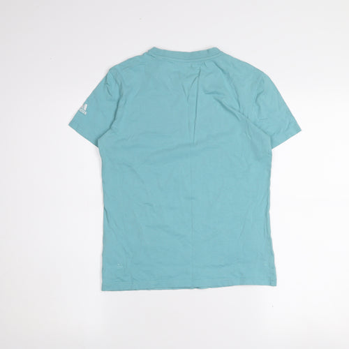 adidas Girls Blue Short Sleeve Cotton Logo T-Shirt Size S