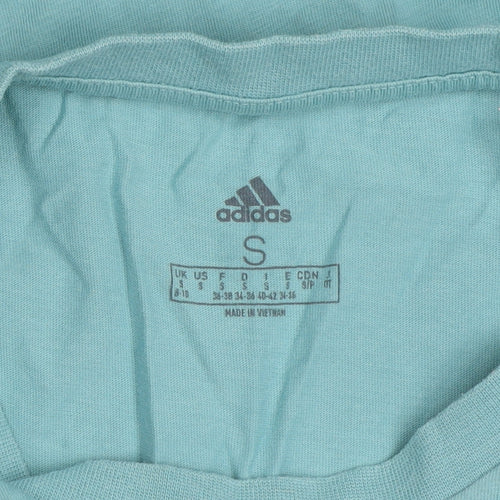 adidas Girls Blue Short Sleeve Cotton Logo T-Shirt Size S