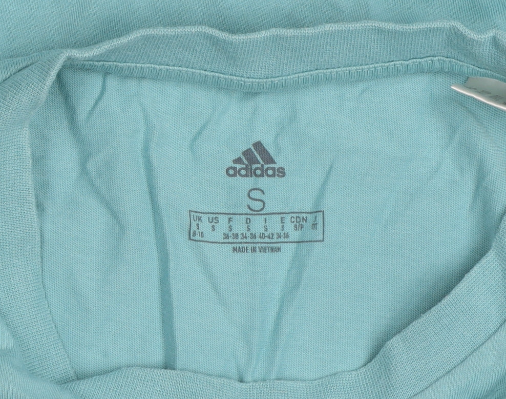 adidas Girls Blue Short Sleeve Cotton Logo T-Shirt Size S