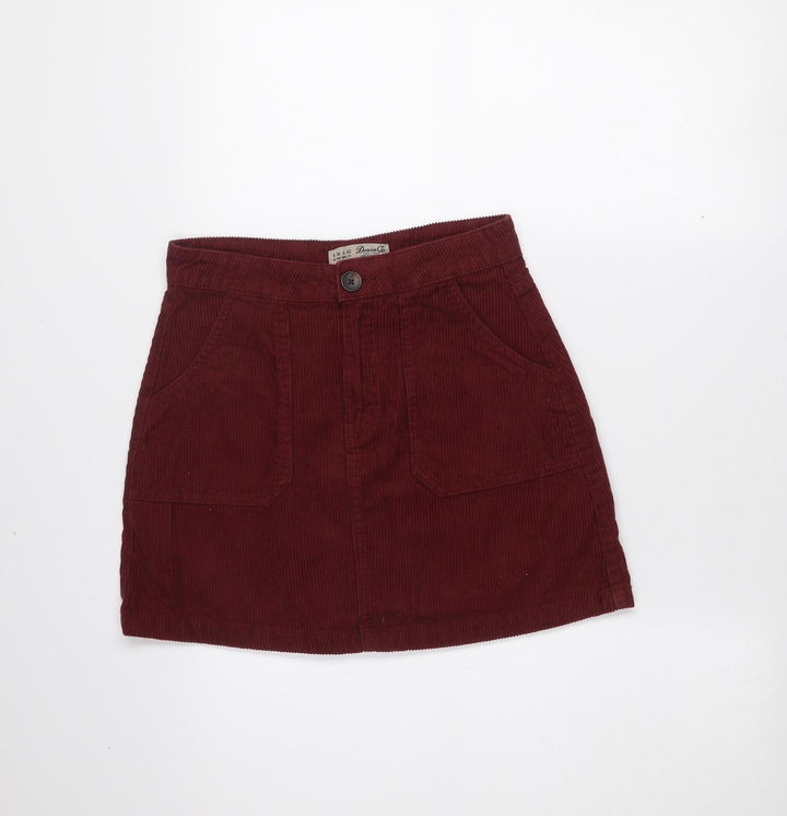 Denim Co. Womens Red Corduroy A-Line Skirt Size 8