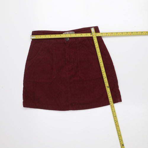 Denim Co. Womens Red Corduroy A-Line Skirt Size 8