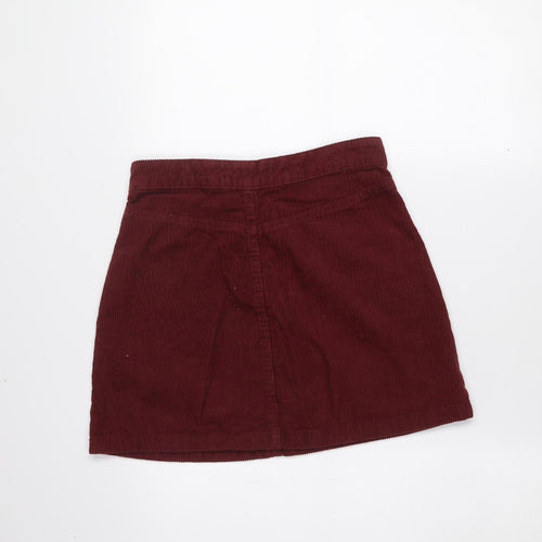 Denim Co. Womens Red Corduroy A-Line Skirt Size 8