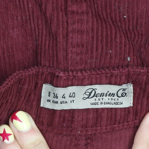 Denim Co. Womens Red Corduroy A-Line Skirt Size 8