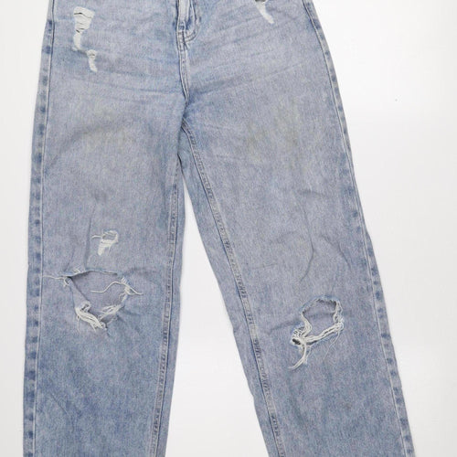 CARS JEANS Women's Blue Distressed Straight Denim Jeans Size 13 Slim