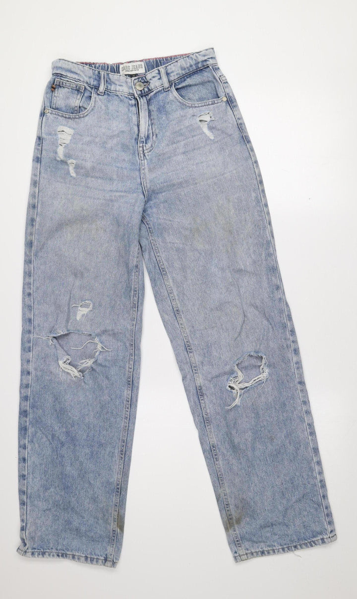 CARS JEANS Women's Blue Distressed Straight Denim Jeans Size 13 Slim