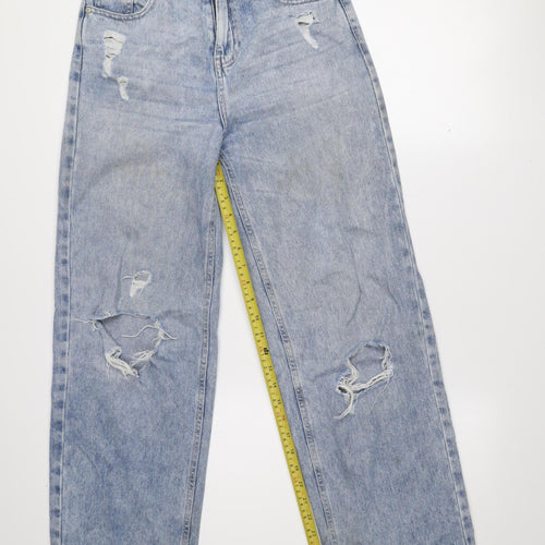 CARS JEANS Women's Blue Distressed Straight Denim Jeans Size 13 Slim