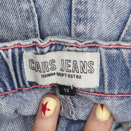 CARS JEANS Women's Blue Distressed Straight Denim Jeans Size 13 Slim