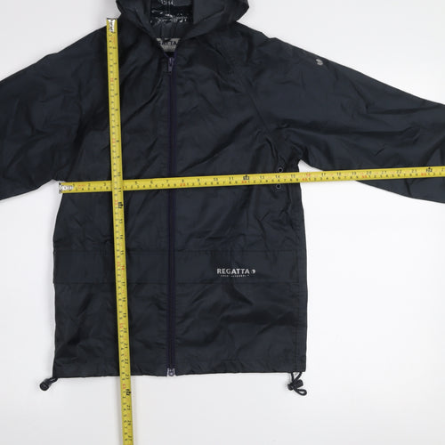 Regatta Boys Black Waterproof Hooded Rain Coat Jacket 7-8 Years