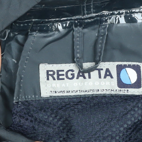 Regatta Boys Black Waterproof Hooded Rain Coat Jacket 7-8 Years